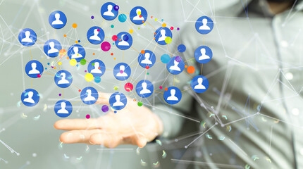 Business people silhouettes network team