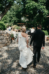 Sensual wedding couple.Romantic moments of newlyweds. Wedding photo.