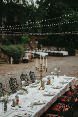 Table setting and decoration. Wedding decor rustic.