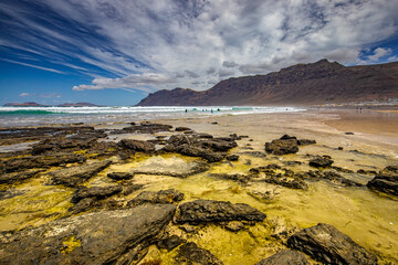 Fototapeta na wymiar Krajobraz morski. Relaks i wypoczynek na wyspach kanaryjskich, Lanzarote 