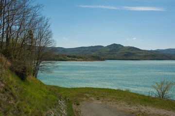 Fototapeta na wymiar Jezero Butoniga artificial lake in spring central northern Istria, Croatia 
