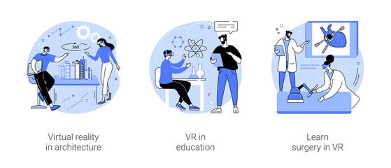 Full-immersive virtual reality isolated cartoon vector illustrations se