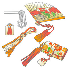 箱せこセットベクターイラスト（七五三女児着付けアイテム）