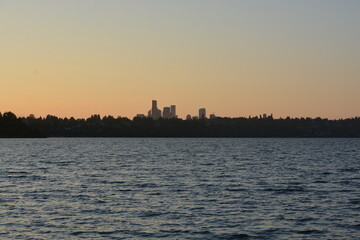 Seward Park summer time walk towards sunset