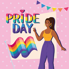 pride day lettering with afro lesbian
