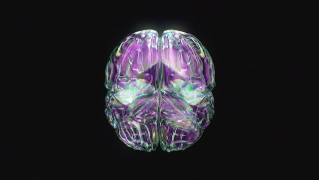 Top view dynamic fusion multicolored gradient human brain imagination flow motion graphic design