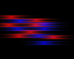 Fototapeta na wymiar Bright blue-red neon glowing lines and rays isolated on black background.