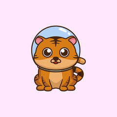 Cute Cat Astronout Mascot Logo Design