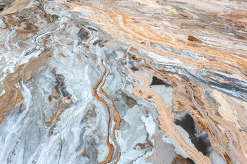 Industrial Landscape. Aerial view. Dry surface. Desertic landscape. Human impact on the...