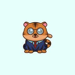 Cute Business Cat Mascot Logo Design