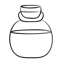 A simple image of a glass jar with a cork stopper.