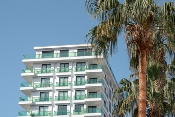 Obraz premium View of a part of a newly built residential building in southern Turkey.