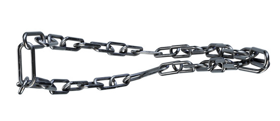 3d render stainless steel chain isolated on white