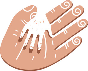 illustration of adult and child hands, children protection day concept.