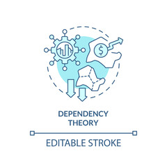 Dependency theory turquoise concept icon. Poor and wealthy countries relationship abstract idea thin line illustration. Isolated outline drawing. Editable stroke. Arial, Myriad Pro-Bold fonts used