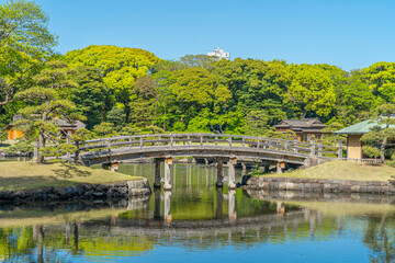 東京都中央区　浜離宮恩賜庭園　日本庭園　潮入の池の橋