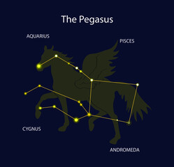 illustration of cosmology and astronomy, pegasus constellation, Pegasus is a constellation in the northern sky, 