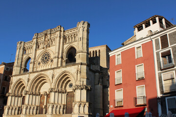 Fototapeta na wymiar Front view of the Cathedral of Cuenca (Spain)