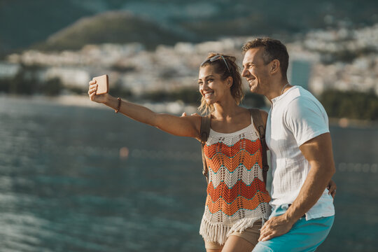 Couple Making A Selfie While Enjoying A Summer Vacation