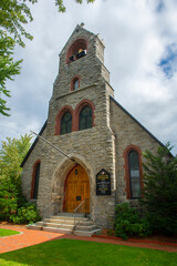 Fototapeta na wymiar Church of the Good Shepherd at 214 Main Street in historic downtown Nashua, New Hampshire NH, USA.