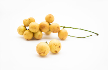 Baccaurea motleyana isolate on white background, close-up