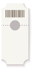 Barcoded ticket mockup. Realistic white blank paper