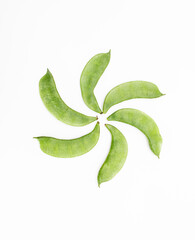 Hyacinth beans or sheem isolate on white background, top view