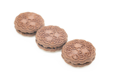 round biscuit isolated on white. Top view.