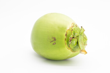 single green coconut isolate on white background
