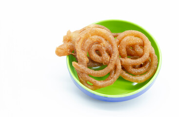 Jelebi or Jilbi in a plate isolate on white