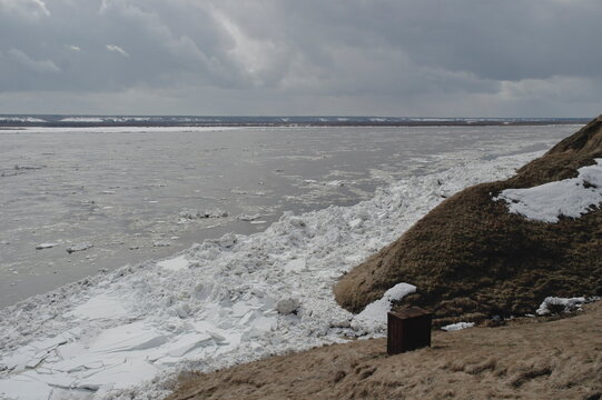 Ice Drift In Spring On The River