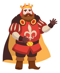 Fairytale king. Medieval kingdom ruler in traditional fantasy costume