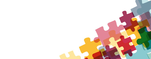 Colorful jigsaw puzzles on a white background