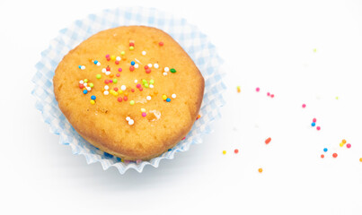 muffin with sprinkle isolate on white
