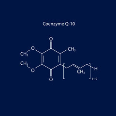 Vector CoQ10 Coenzyme Q10 Chemical Molecular Skeletal Formula, Vector illustration.