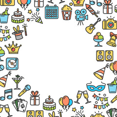 Obraz premium Party Concept Background with Thin Line Icon. Vector