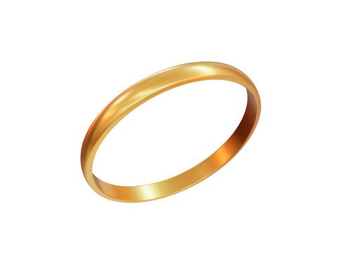 3d gold ring on white isolated background. Symbol of a happy family life. 3d rendering illustration..