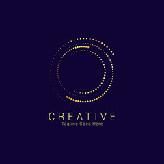 Gold circle logo vector abstract image constellation Ursa Major in outer space with circular concept