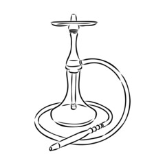 Shisha, hookah hand drawn doodle vector .Illustration isolated on chalkboard for hookah bar or lounge. vector illustration of hookah with smoking pipe, hubble bubble, oriental bar.