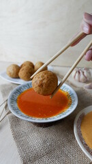 Pempek is a traditional food from Palembang, South Sumatra province. This food is made from sago and fish