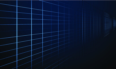 Abstract solar batteries tech geometric background, neon blue lights grid. Alternative energy electricity vector illustration. Digital wallpaper of alternative solar energy battery abstraction design