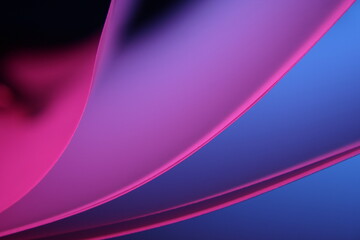Ondas en curva de cartulina para dibujo y decoraciòn con luz lateral rosa y azul produce efecto de lìneas en abanico en Bokeh, hermoso diseño gràfico para fondos