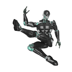 robot test is doing a side kicking up