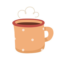 A mug of hot chocolate or coffee. Vector illustration in boho style.