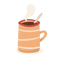 A mug of hot chocolate or coffee. Vector illustration in boho style.