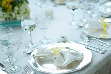 table set for a wedding reception