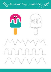 An educational children's game. Preschool tracing for kids and toddlers. Handwriting practice sheet. Simple educational game for kids.