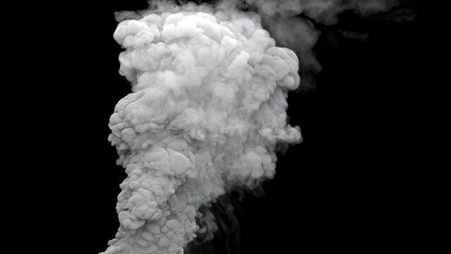 White heavy pollution vapor or steam column, isolated - loop video