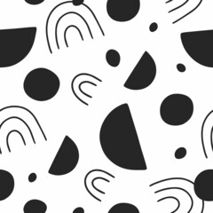 Seamless patterns in modern abstract style with geometric shapes. Vector illustration