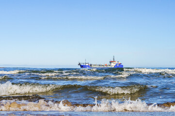 A vessel for deepening and cleaning water bodies. Dredging vessel technical fleet.